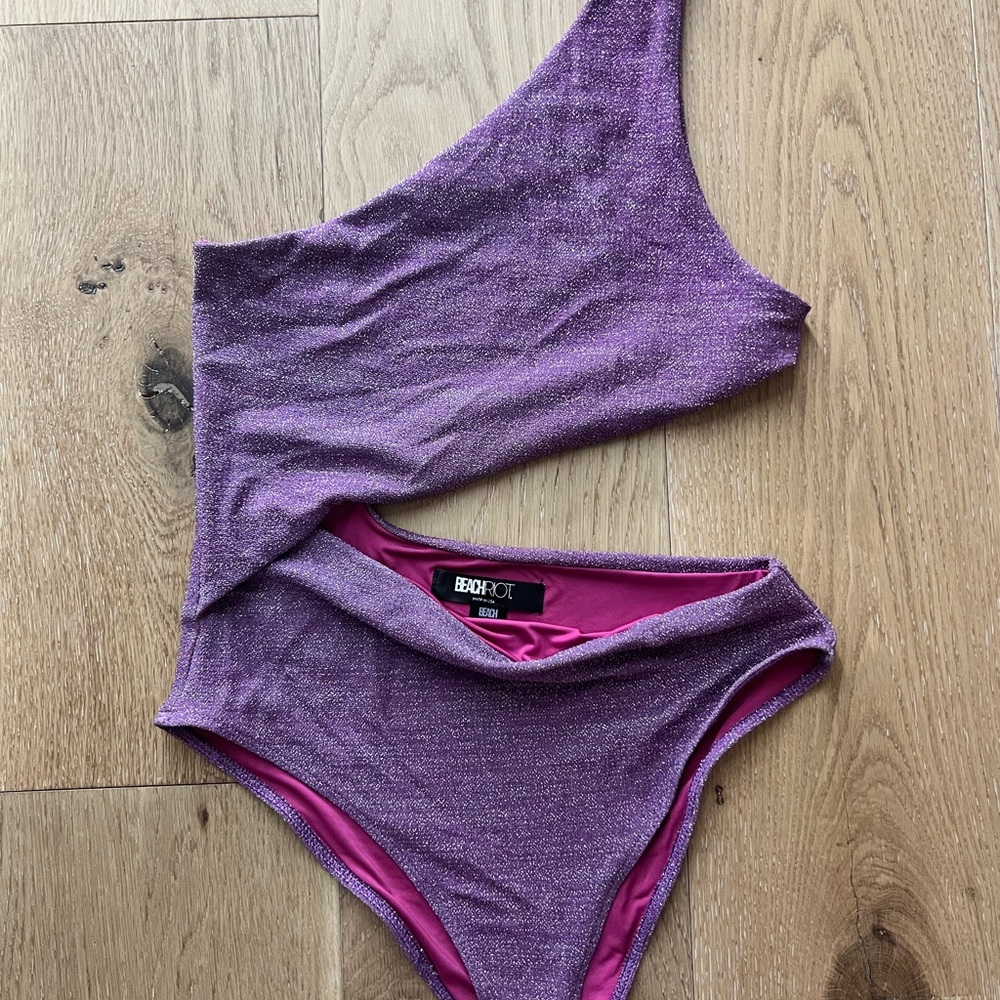 Beach Riot purple metallic Celine Shine One-Piece